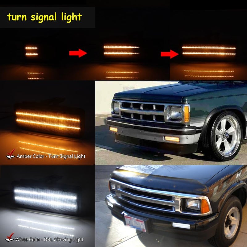 Tonsya For 1995-1997 Chevrolet Blazer, LS,1994-1997 Chevrolet S10, 1995-1997 GMC Jimmy, 1994-1997 GMC Sonoma,1995-1996 GMC Jimmy Base,Front turn signal Parking lights Smoked Lens - Image 4